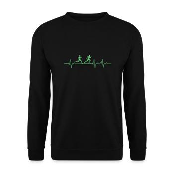 Heartbeat Jogging Running - Unisex Sweatshirt - black - Front - Alina (178cm) & Michal (187cm)