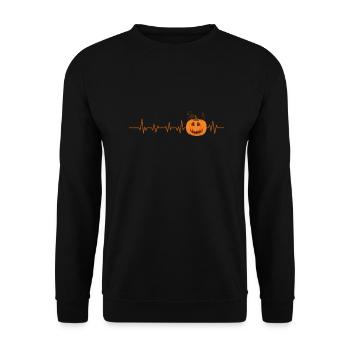 Halloween Pumpkin Heartbeat - Unisex Sweatshirt - black - Front - Alina (178cm) & Michal (187cm)