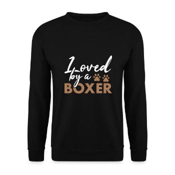 Loved By A Boxer - Unisex Sweatshirt - black - Front - Alina (178cm) & Michal (187cm)