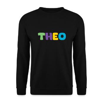 Name - Theo - Unisex Pullover - Schwarz - Vorne - Alina (178cm) & Michal (187cm)