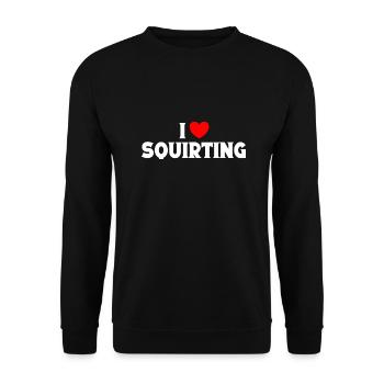 I Heart Squirters Adulte Blague J’Aime Éjaculer - Sweat-shirt Unisexe - noir - Devant - Alina (178cm) & Michal (187cm)