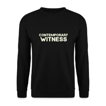 Contemporary witness text in beige - Unisex Sweatshirt - black - Front - Alina (178cm) & Michal (187cm)