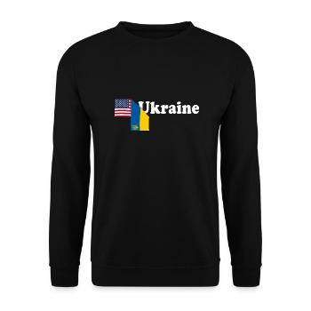 Vintage Amerikanische Ukrainische Flaggen USA Ukraine - Unisex Pullover - Schwarz - Vorne - Alina (178cm) & Michal (187cm)