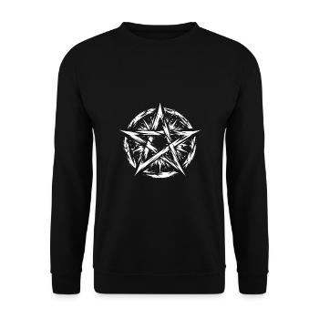Zerrissenes Pentagramm Okkultes Zeichen - Unisex Pullover - Schwarz - Vorne - Alina (178cm) & Michal (187cm)