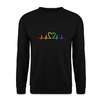 LGBT Pride Rainbow Heartbeat - Sweat-shirt Unisexe - noir - Devant - Alina (178cm) & Michal (187cm)