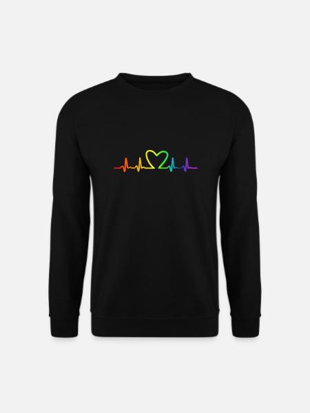 LGBT Regenbogen Herzschlag - Unisex Pullover - Schwarz