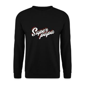 Super papa vintage retro fathers day saying - Unisex Sweatshirt - black - Front - Alina (178cm) & Michal (187cm)
