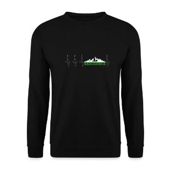 Erzgebirge Berg und Wald Pulsschlag - Unisex Pullover - Schwarz - Vorne - Alina (178cm) & Michal (187cm)