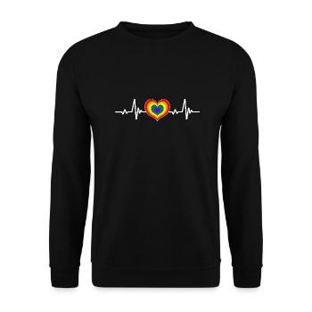 LGBTQ Heart Flag Rainbow ECG Pride Month - Unisex Sweatshirt - black - Front - Alina (178cm) & Michal (187cm)
