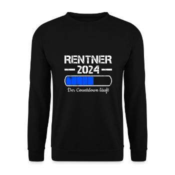 Rentner 2024 Der Countdown Läuft Rente 2024 - Unisex Pullover - Schwarz - Vorne - Alina (178cm) & Michal (187cm)