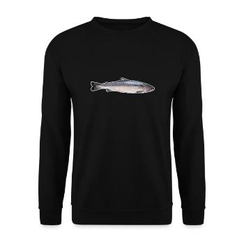 Salmon (Salmo salar) with white border - Unisex Sweatshirt - black - Front - Alina (178cm) & Michal (187cm)