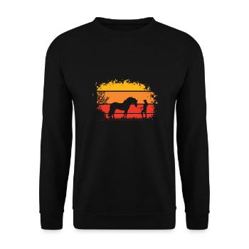 Frau mit Pferd - Unisex Pullover - Schwarz - Vorne - Alina (178cm) & Michal (187cm)