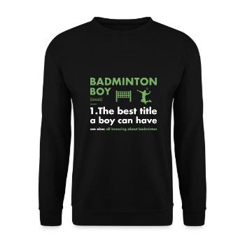 Sport Boy Definition Badminton - Unisex Pullover - Schwarz - Vorne - Alina (178cm) & Michal (187cm)