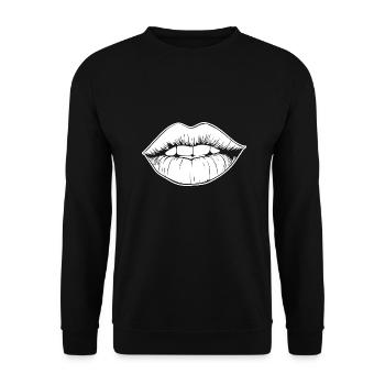 Lips, mouth, kissing lips - Unisex Sweatshirt - black - Front - Alina (178cm) & Michal (187cm)