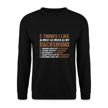 5 choses que j’aime autant que mon teckel - Sweat-shirt Unisexe - noir - Devant - Alina (178cm) & Michal (187cm)