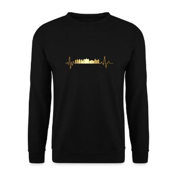Herzschlag Brüssel - Unisex Pullover - Schwarz - Vorne - Alina (178cm) & Michal (187cm)