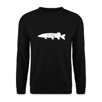 I Love Pike white - Unisex Pullover - Schwarz - Vorne - Alina (178cm) & Michal (187cm)
