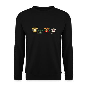 Vintage Retro Phone - Unisex Sweatshirt - black - Front - Alina (178cm) & Michal (187cm)