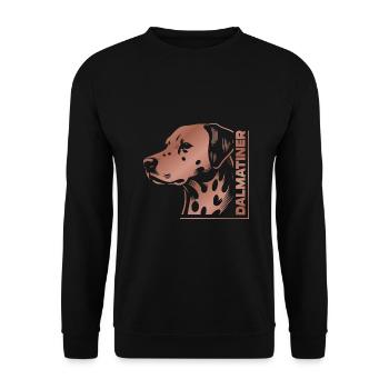 Portrait dalmatien dessin tête or rose - Sweat-shirt Unisexe - noir - Devant - Alina (178cm) & Michal (187cm)
