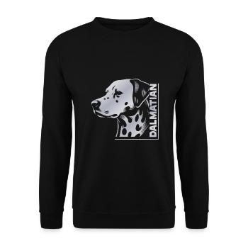 Dalmatien Portrait Dessin Tête Argent - Sweat-shirt Unisexe - noir - Devant - Alina (178cm) & Michal (187cm)