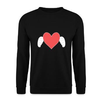 Coeur, Rouge, Ange, Symbole, Amour, Ailes - Sweat-shirt Unisexe - noir - Devant - Alina (178cm) & Michal (187cm)