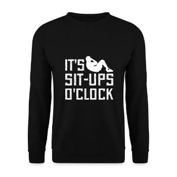 Gym Junkies It ́s Sit-Ups O ́Clock Calisthenics - Unisex Sweatshirt - black - Front - Alina (178cm) & Michal (187cm)