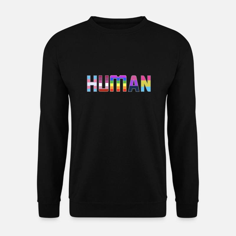 Human LGBTQ T-Shirt Flag Pride - Unisex Pullover - Schwarz