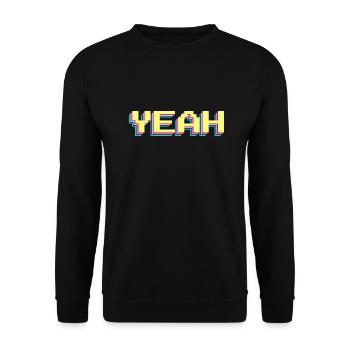 Yeah 90er Pixel Wort - Unisex Pullover - Schwarz - Vorne - Alina (178cm) & Michal (187cm)