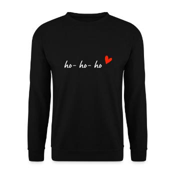 Ho Ho Ho Herz Weihnachten - Unisex Pullover - Schwarz - Vorne - Alina (178cm) & Michal (187cm)