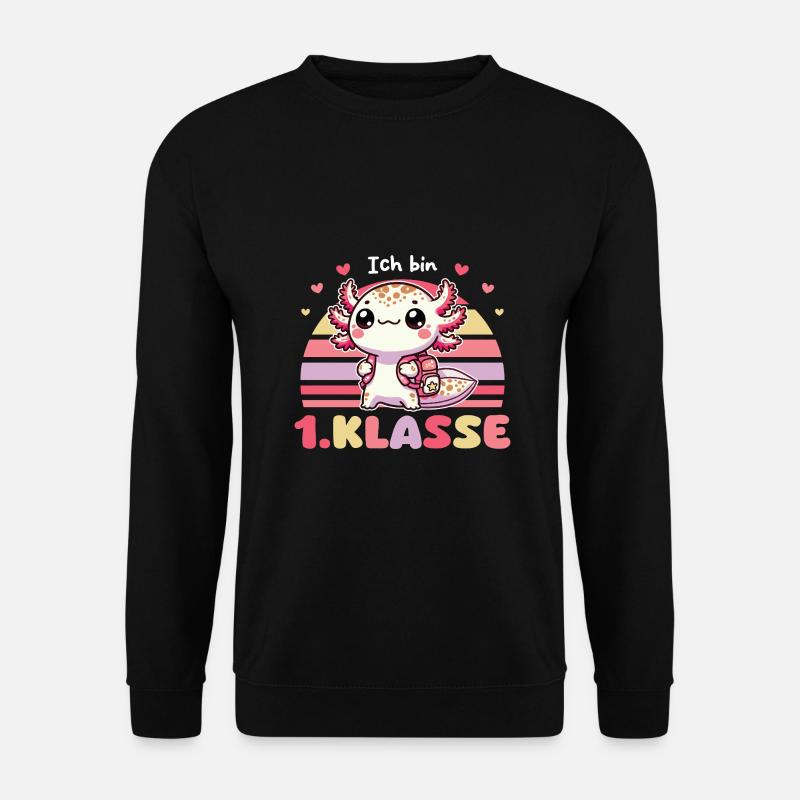 Endlich Schulkind süßes Axolotl zur Einschulung - Unisex Pullover - Schwarz
