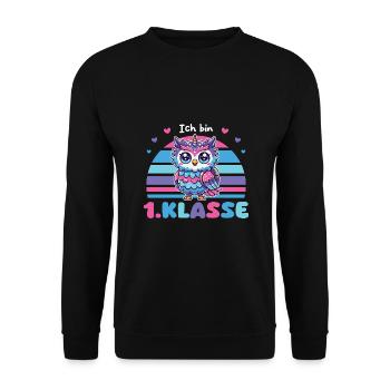 Je suis en 1ère année 2025 hibou mignon pour l’inscription à l’école - Sweat-shirt Unisexe - noir - Devant - Alina (178cm) & Michal (187cm)