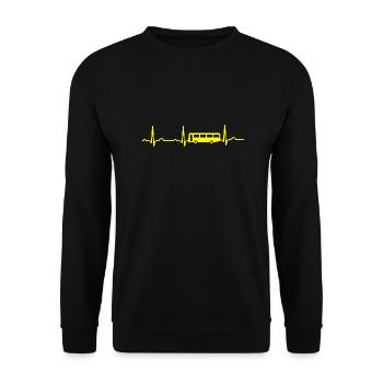 ECG HEARTBEAT BUS yellow - Unisex Sweatshirt - black - Front - Alina (178cm) & Michal (187cm)