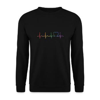 LGBT Herzschlag - Gay Pride - Homosexuell - LGBTQ - Unisex Sweatshirt - black - Front - Alina (178cm) & Michal (187cm)