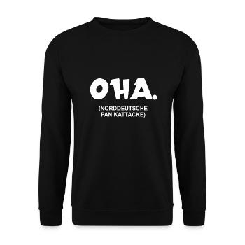 Oha | Norddeutsche Panikattacke | nordisch - Unisex Pullover - Schwarz - Vorne - Alina (178cm) & Michal (187cm)