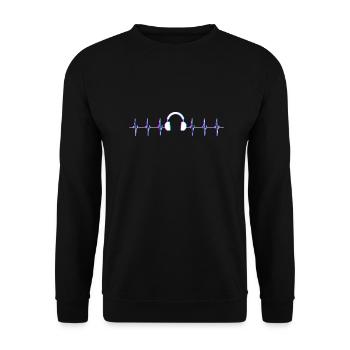 Herzschlag Kopfhoerer Musik Techno Music Festival - Unisex Pullover - Schwarz - Vorne - Alina (178cm) & Michal (187cm)