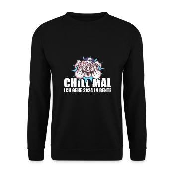 Chill Mal Ich Gehe 2024 In Rente Rente 2024 - Unisex Pullover - Schwarz - Vorne - Alina (178cm) & Michal (187cm)