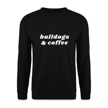 Bulldoggen und Kaffee - Koffein - Unisex Pullover - Schwarz - Vorne - Alina (178cm) & Michal (187cm)