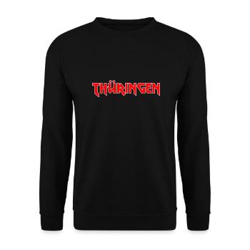 Modisches Heimat THÜRINGEN Metal-Design - Unisex Pullover - Schwarz - Vorne - Alina (178cm) & Michal (187cm)