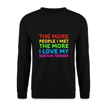 People I Met I Love Boston Terrier - Unisex Sweatshirt - black - Front - Alina (178cm) & Michal (187cm)