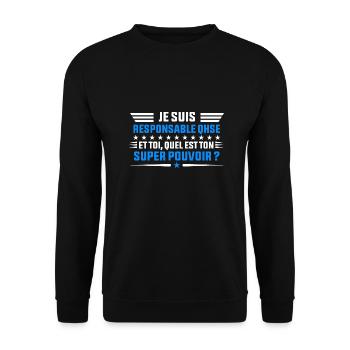 Je Suis Responsable QHSE idée cadeau homme shirt - Sweat-shirt Unisexe - noir - Devant - Alina (178cm) & Michal (187cm)