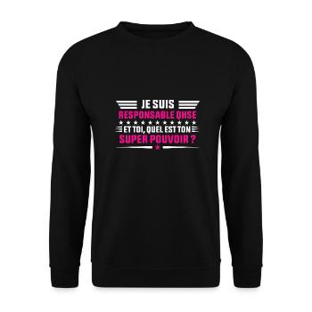 Je Suis Responsable QHSE idée cadeau femme shirt - Sweat-shirt Unisexe - noir - Devant - Alina (178cm) & Michal (187cm)