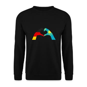 Kasachen Deutschland Kasachstan - Unisex Pullover - Schwarz - Vorne - Alina (178cm) & Michal (187cm)