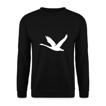 Fliegender Schwan Vogel mit Flügeln - Unisex Pullover - Schwarz - Vorne - Alina (178cm) & Michal (187cm)
