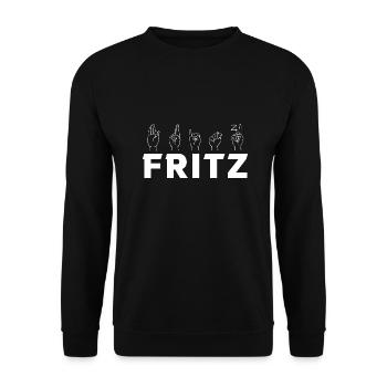 Gebärdensprache Fritz - Unisex Pullover - Schwarz - Vorne - Alina (178cm) & Michal (187cm)