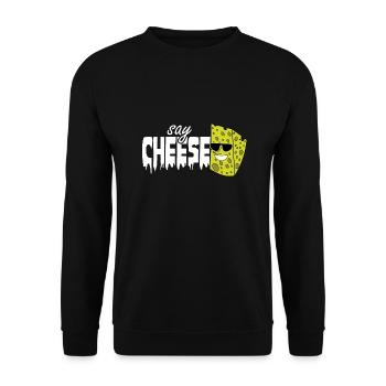 Say Cheese cool cheese please smile - Unisex Sweatshirt - black - Front - Alina (178cm) & Michal (187cm)