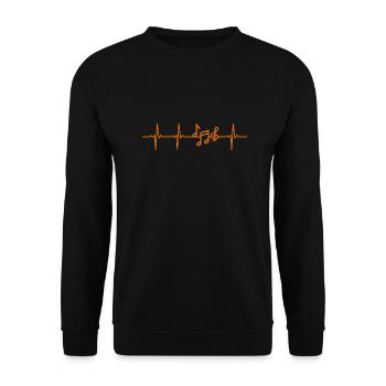 Musik Herzschlag Musiknoten Musiker - Unisex Pullover - Schwarz - Vorne - Alina (178cm) & Michal (187cm)