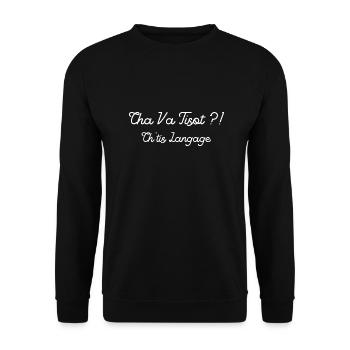 cha va tisot? - Sweat-shirt Unisexe - noir - Devant - Alina (178cm) & Michal (187cm)