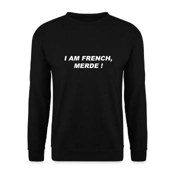 I am french merde white - Sweat-shirt Unisexe - noir - Devant - Alina (178cm) & Michal (187cm)