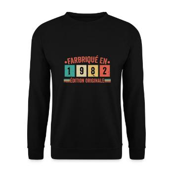Fabriqué En 1982 édition Originale Cadeau d'anniv - Sweat-shirt Unisexe - noir - Devant - Alina (178cm) & Michal (187cm)