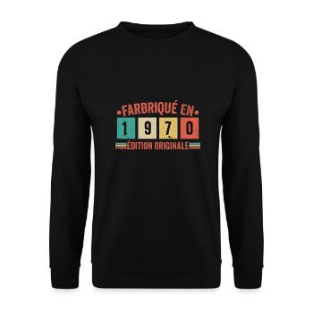 Fabriqué En 1970 édition Originale Cadeau d'annive - Sweat-shirt Unisexe - noir - Devant - Alina (178cm) & Michal (187cm)